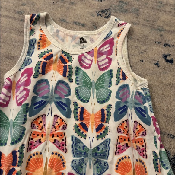 Tea Collection Ruffle Hem Tank Dress Butterflies Size 7 - Picture 4 of 7